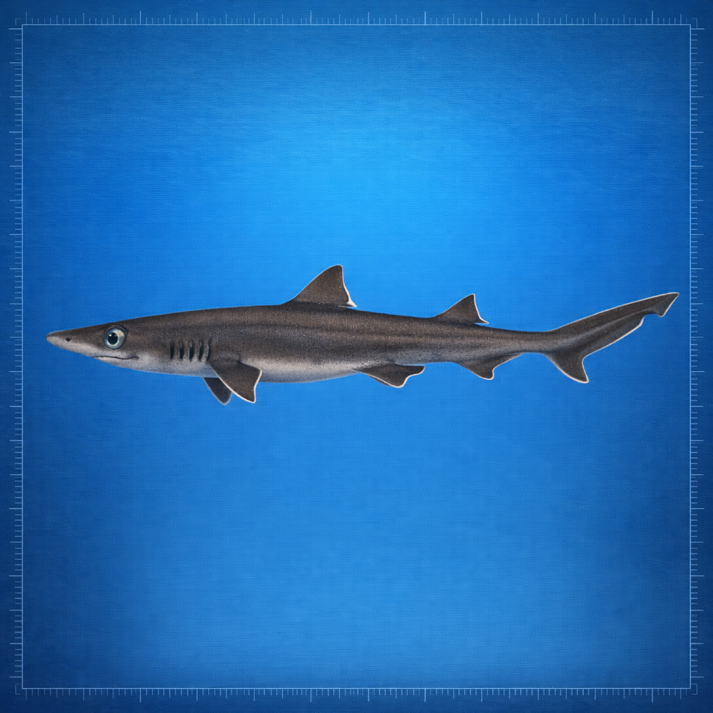 Generated editorial rendering of Etmopterus Lii using the PocketShark Codex reference-assisted workflow, shown in lateral specimen-board profile; not to scale.